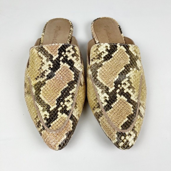 Madewell The Frances Skimmer Mule in Snake Embossed Leather Size 8 - Picture 2 of 14